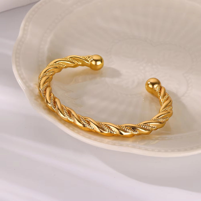 Wholesale Titanium steel braided twisted wire open bracelet