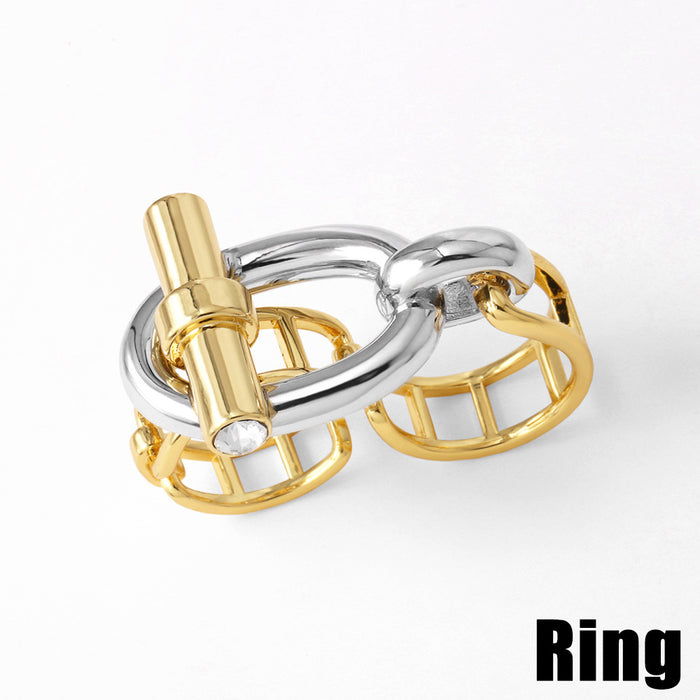 Wholesale  Asymmetrical Bracelet Ring Women's Glossy Copper Plated 18K Gold Bracelet