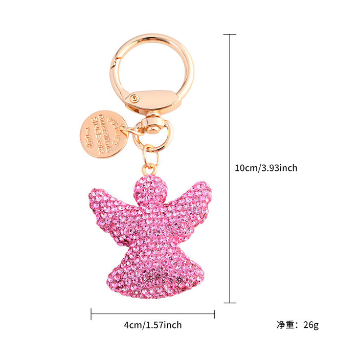 Wholesale Diamond-studded Angel Keychain,  Fully Rhinestone Car Key Pendant