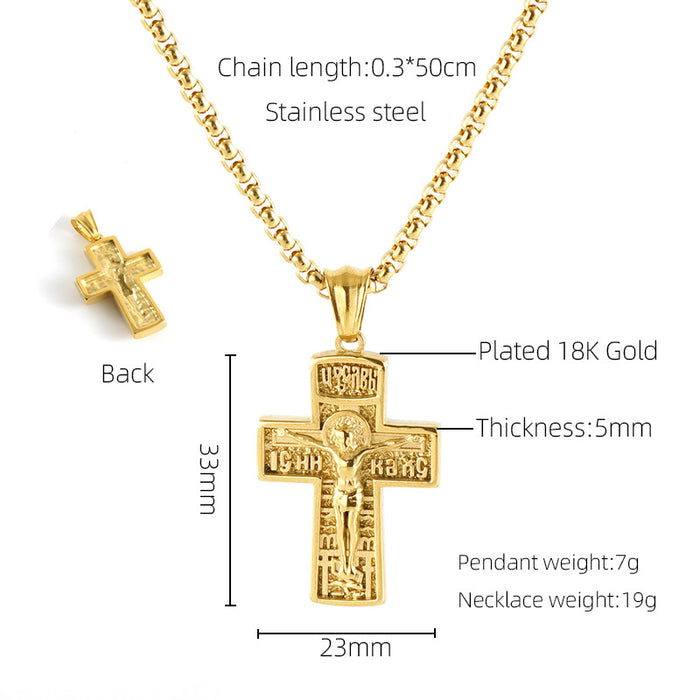 Wholesale Vintage Cross Virgin Mary Stainless Steel Necklace