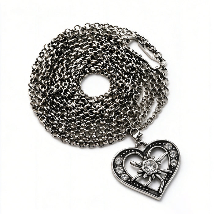 Wholesale Plated Alloy Long Necklace With Red Heart And Edelweiss Pattern Bavarian Festival Jewelry Accessory For Boutique Resale