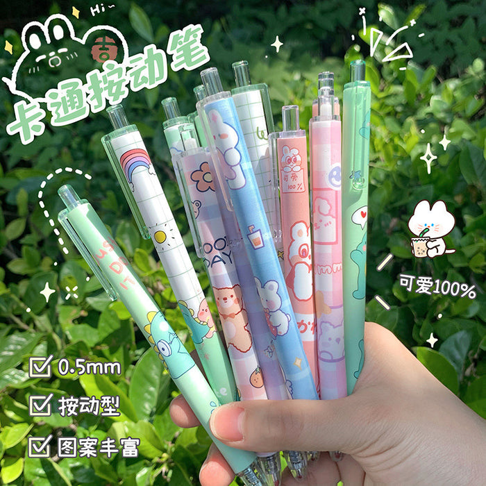 Wholesale Student cartoon press gel pen  cute wind 0. 5 press black sign pen student