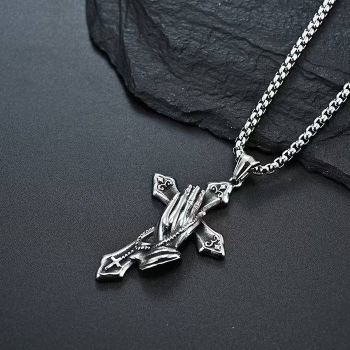 Wholesale Personalized cross necklace, niche design, retro and versatile hip-hop pendant accessory