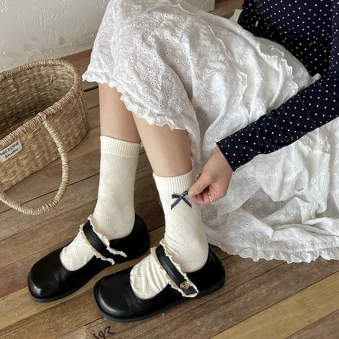 Wholesale Butterfly knot socks, mid tube socks, designer style, pure cotton socks