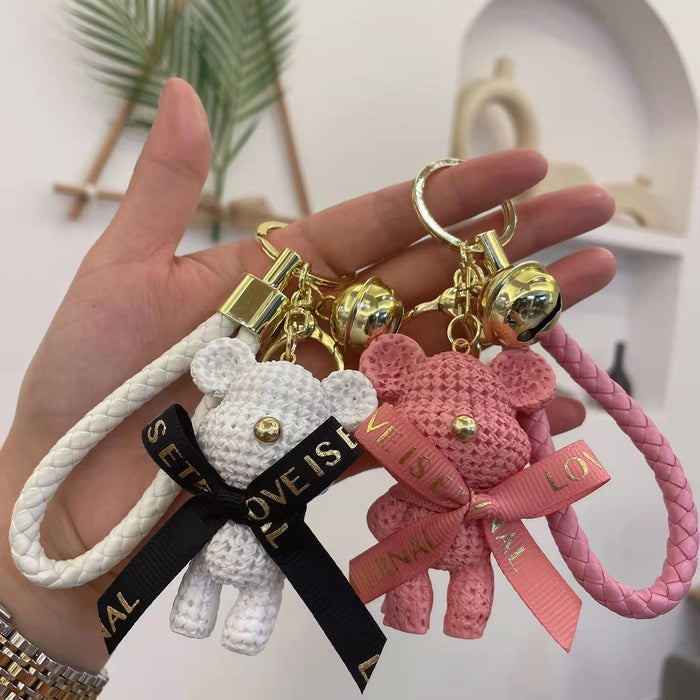 Wholesale resin wool bear doll keychain pendant female cute couple bag ornaments car keychain