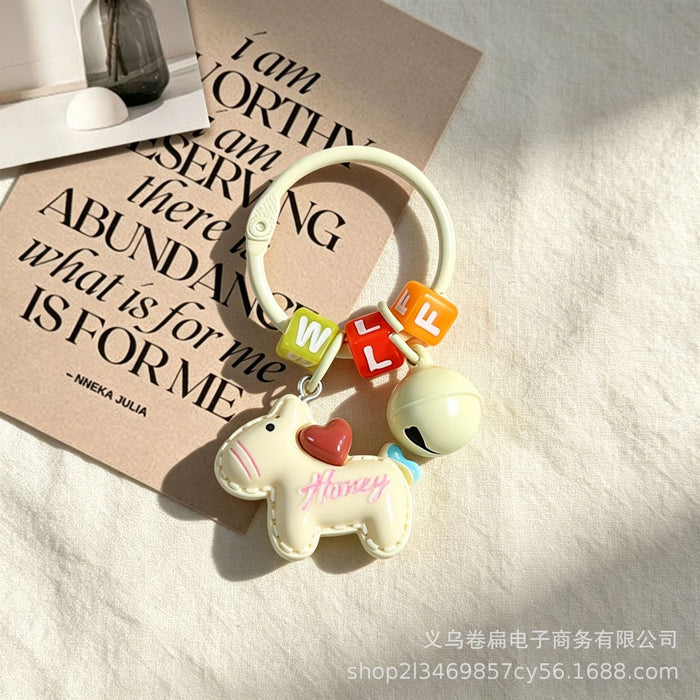 Wholesale Dopamine Color Cartoon Pony Keychain Bell Pendant Cute Animal Bag Charm DIY Fuse Bead Craft Fashion Accessory Gift