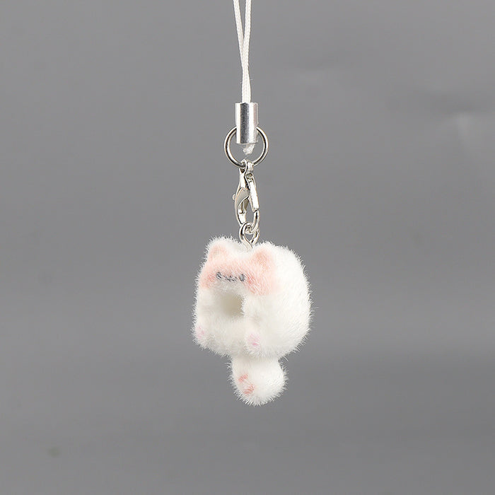 Wholesale Flocked Cat Donut Keychain