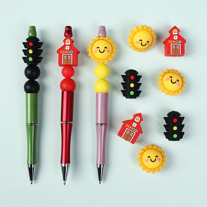 Wholesale 20pcs Silicone beads children' s DIY jewelry straight hole loose beads handmade materials cartoon silicone beads