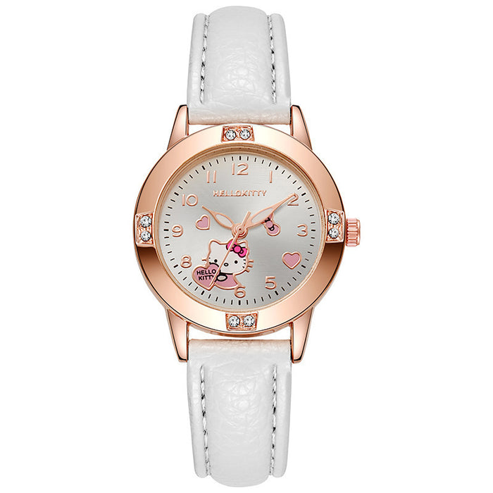 Wholesale Rose gold diamond strap women' s cartoon quartz watch