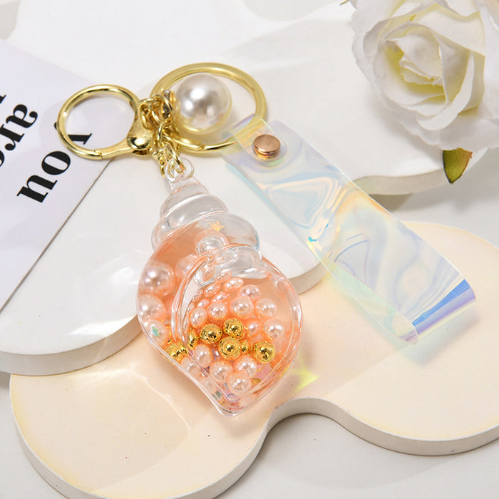 Wholesale Hourglass bottle seaside pearl small seashell keychain