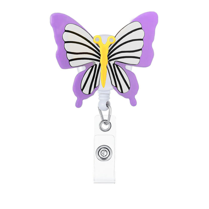 Wholesale Acrylic Butterfly Retractable Easy-pull Buckle Lanyard Keychain JDC-KC-CHai002