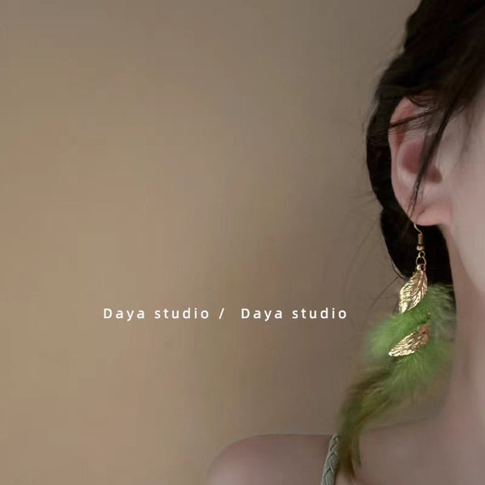 Wholesale Feather fringe earrings with a niche temperament, exotic retro earrings