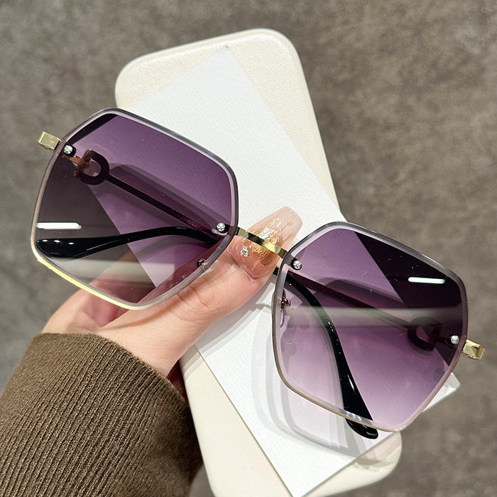 Wholesale  Women's Rimless Cut Edge Sunglasses Anti-Uv Internet Celebrity  Sunglasses Sunglasses
