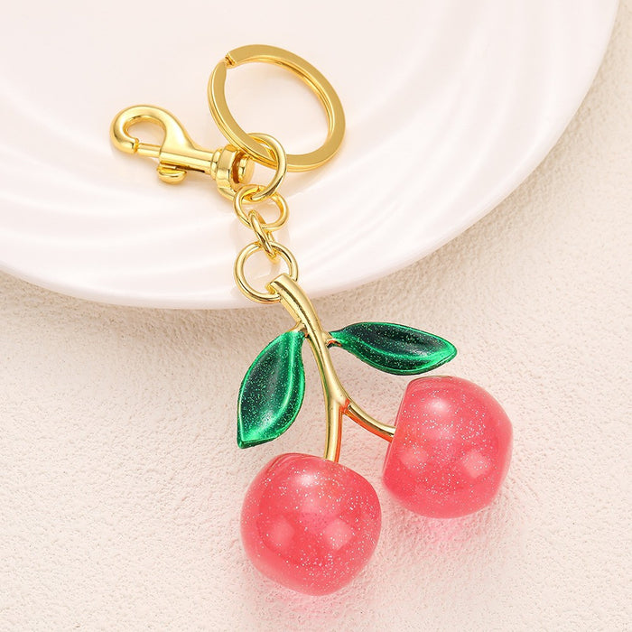 Wholesale Cherry Keychain Red Fruit Shape Key Ring Graduation Gift Decorative Accessory
