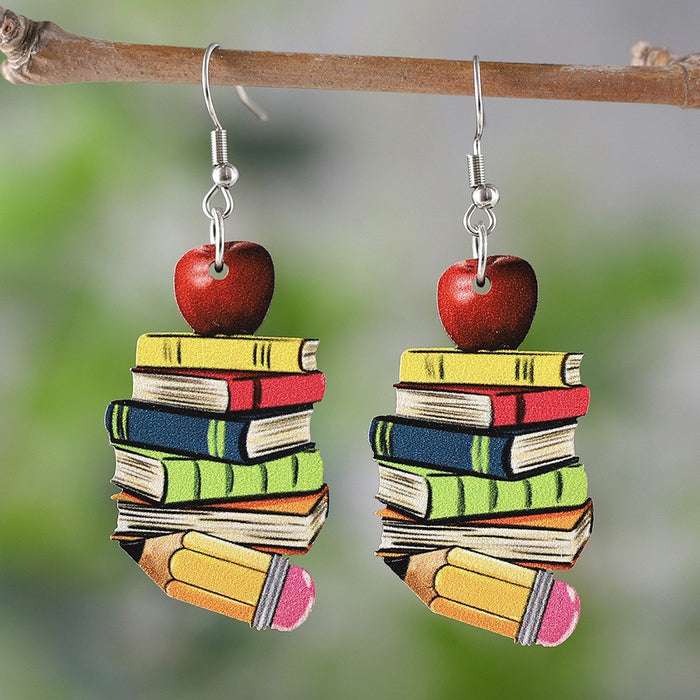 Wholesale Acrylic Heart Book Earrings Trendy Fashion Accessory Graduation Gift