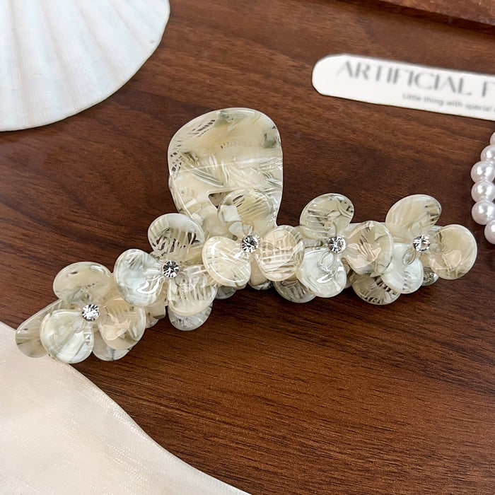 Wholesale Acetate Flower Rhinestone Claw Clip - Boutique Resale Floral Hair Accessory