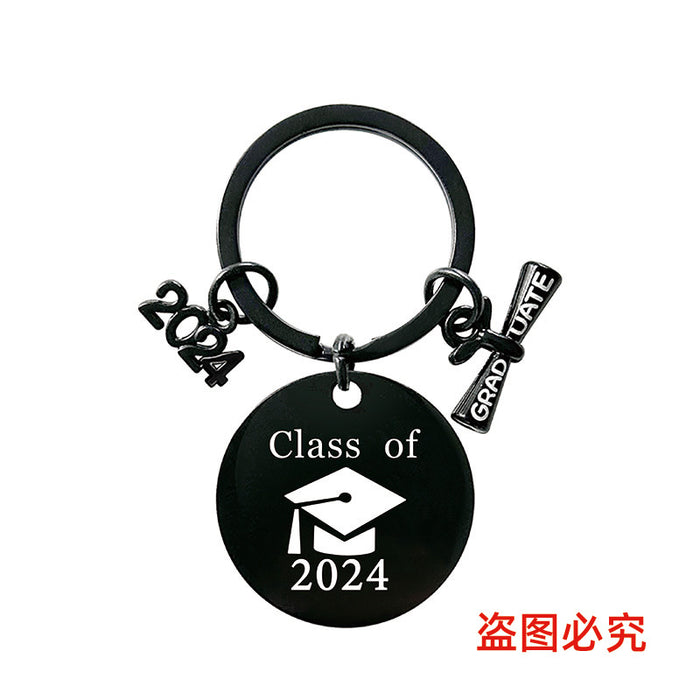 Wholesale Graduation Season Gift Round Stainless Steel Keychain JDC-KC-GangGu049