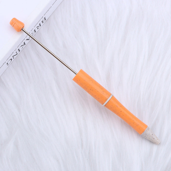 Wholesale Wheat Straw Material Plastic Bead Pen JDC-PN-JinBaiNian001