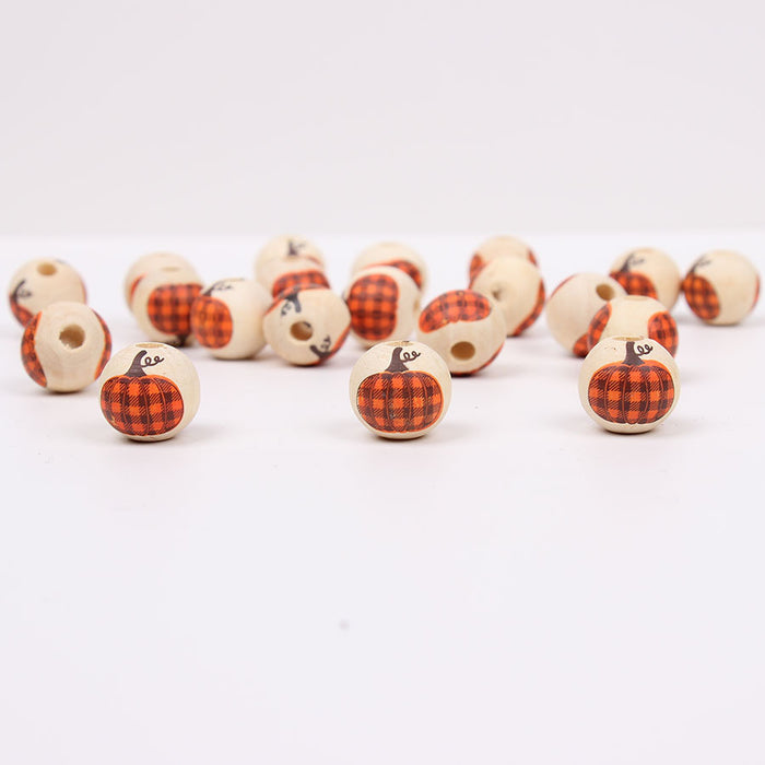 Wholesale 50PCS Halloween Colored Pumpkin Natural Color Wooden Beads JDC-BDS-TianYue024