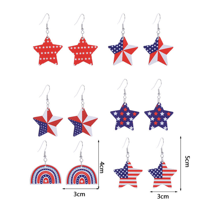 Wholesale American Independence Day Wooden Print Earrings JDC-ES-ChouTteng015