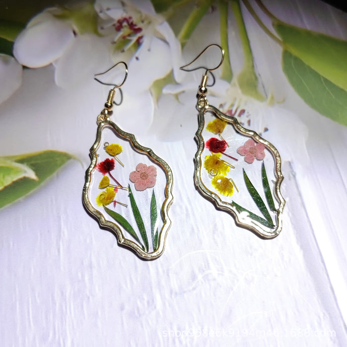 Wholesale Vintage new plant dried flower earrings with niche design, high-end feel, light luxury earrings, earrings, pendants, pendants