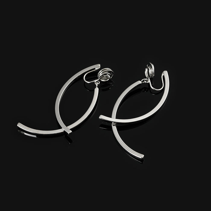 Wholesale coil ear clip metal glossy cross stud earrings Silver Needle
