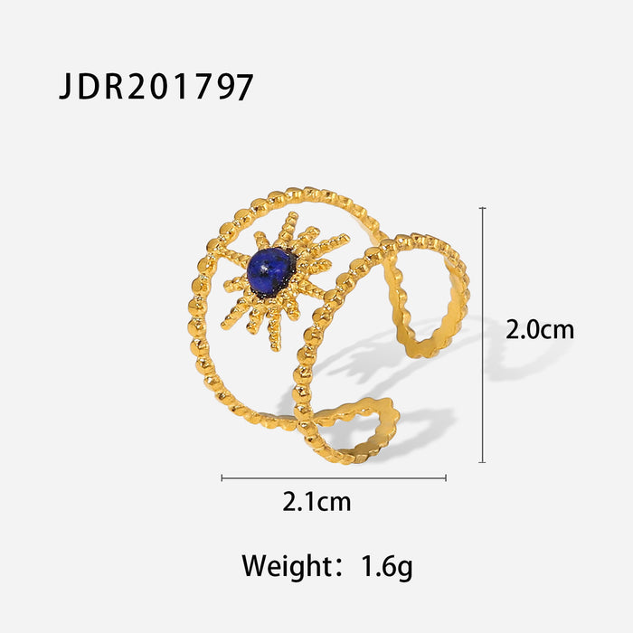 Wholesale Natural stone ring, versatile gemstone bracelet, titanium steel open ring