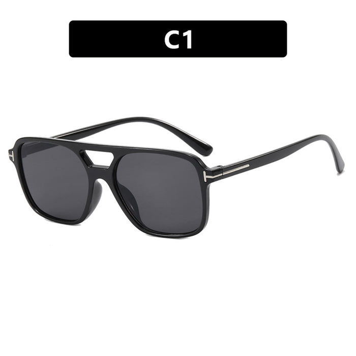 Wholesale T-shaped sunglasses, fashionable square double beam sunglasses, new sunglasses