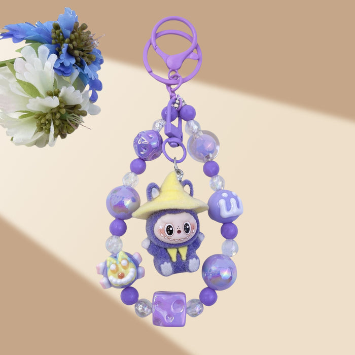Wholesale Flocked Wizard Beaded Keychain