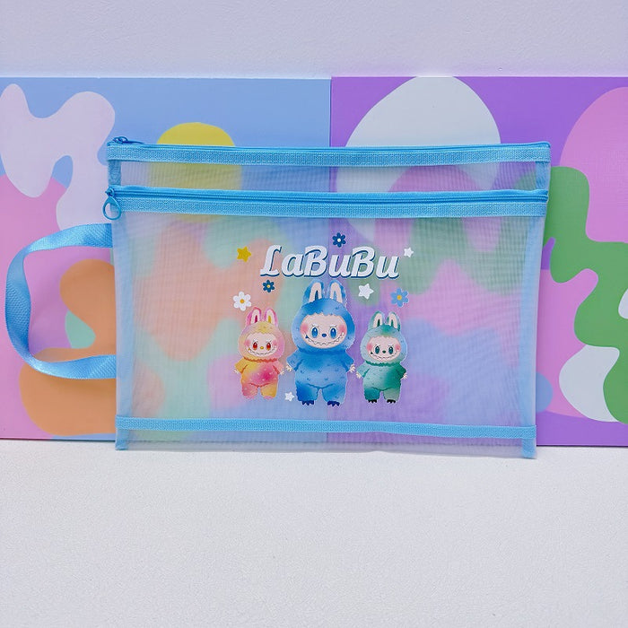 Wholesale 10pcs/ pack A4 Double-Layer Mesh Zipper Bag File Folder