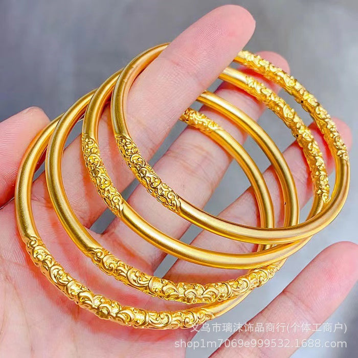 Wholesale Bauhinia Steamed rolls Grass Pattern Bracelet Women's Solid Bracelet