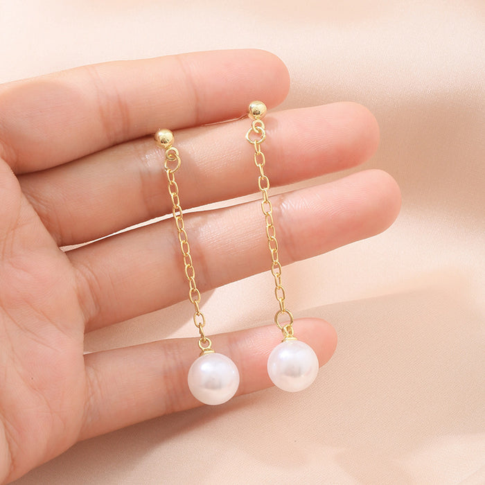Wholesale Pearl tassel earrings, simple, light, luxurious, fashionable, versatile, personalized, medium to long bean earrings, earrings, earrings, pendants, accessories