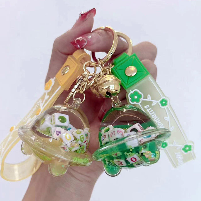 Wholesale Acrylic Oiled Dice Alien Spaceship Keychain JDC-KC-ChenX001