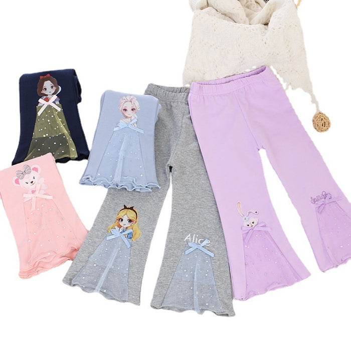 Wholesale Cotton Princess Cartoon Print Flare Pants JDC-BC-ShengY001