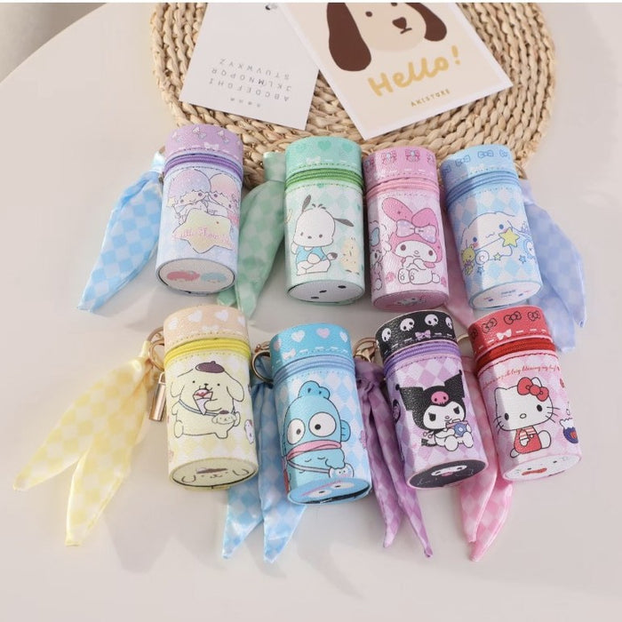 Wholesale Cute Trendy Bucket Bag Keychain Star White PU Jewelry Makeup Pouch