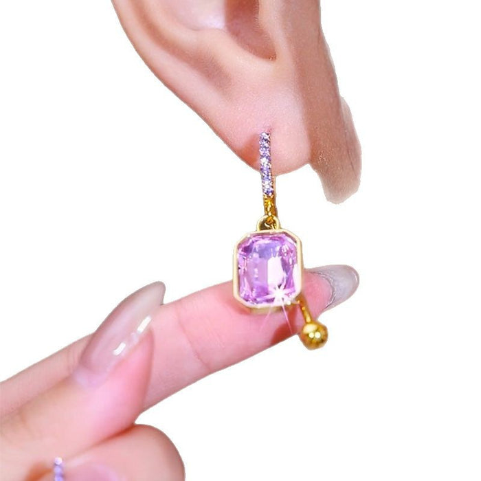 Wholesale Purple Crystal Tassel Earrings