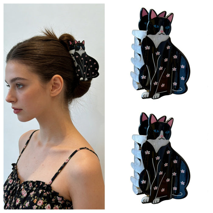 Wholesale Cute Cat Shape Flower Claw Hair Clip for Everyday Styling Hair Accessory MOQ≥2