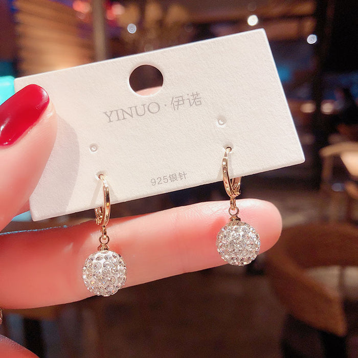 Wholesale Zircon diamond ball copper earrings