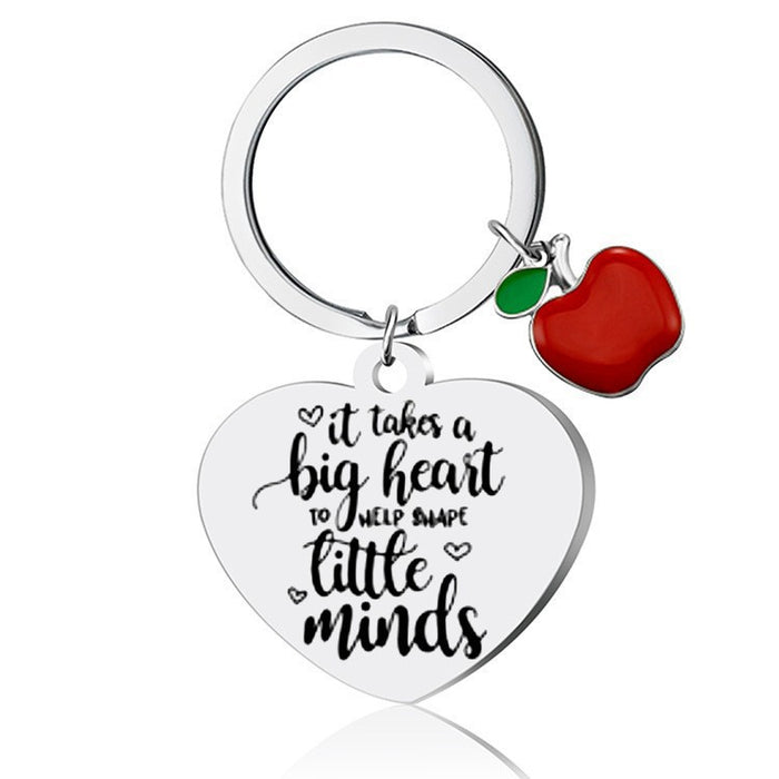 Wholesale Stainless steel small apple-shaped accessory heart-shaped keychains