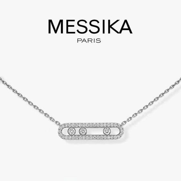 Wholesale Necklace women's three diamond sliding full diamond design gold-plated high-end versatile women's collarbone chain