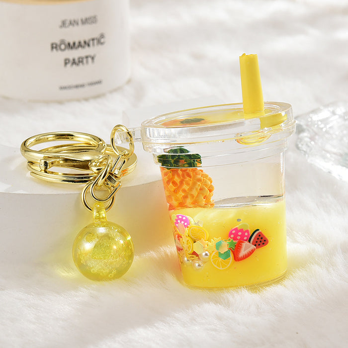 Wholesale Acrylic Oil Quicksand Bottle Color Beads Strawberry Fruit Keychain JDC-KC-ShuangD010