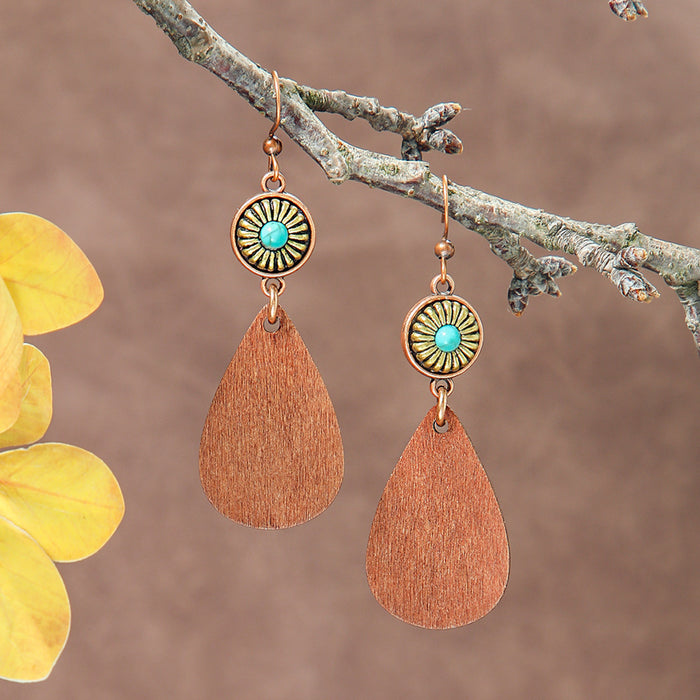 Wholesale Bohemian Geometric Irregular Leaf Metal Earrings Fashion Accessory MOQ≥2