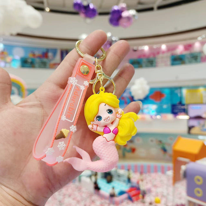 Wholesale Cartoon Drop Glue Mermaid Doll Keychain JDC-KC-HuJian003