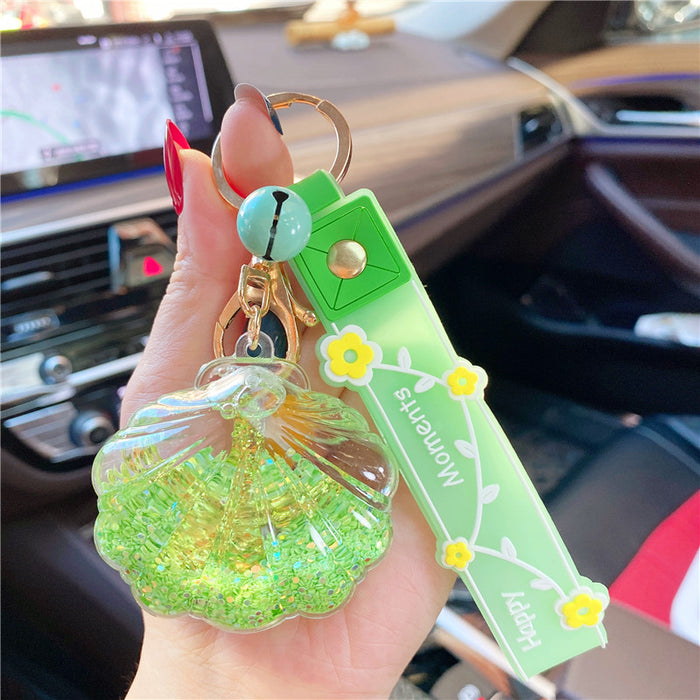 Wholesale Creative starfish floating bottle keychain acrylic oil quicksand car student backpack small gift ornaments