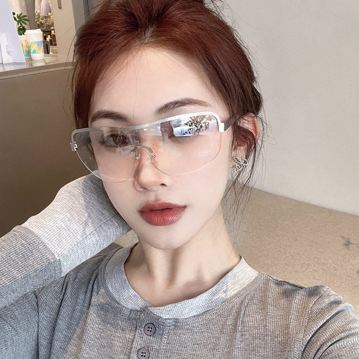 Wholesale Riding windproof sports sunglasses, integrated sunglasses, oversized frame, high-end metal goggles