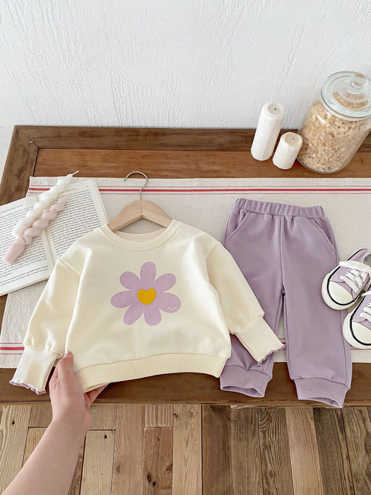 Wholesale Cute Small Flower Sweatshirt Sweatpants Baby Suit JDC-BC-WeiNiS022