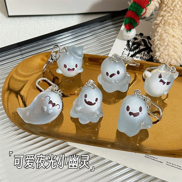 Wholesale  Glow in the Dark Resin Ghost Keychain Spooky Bag Charm MOQ≥2