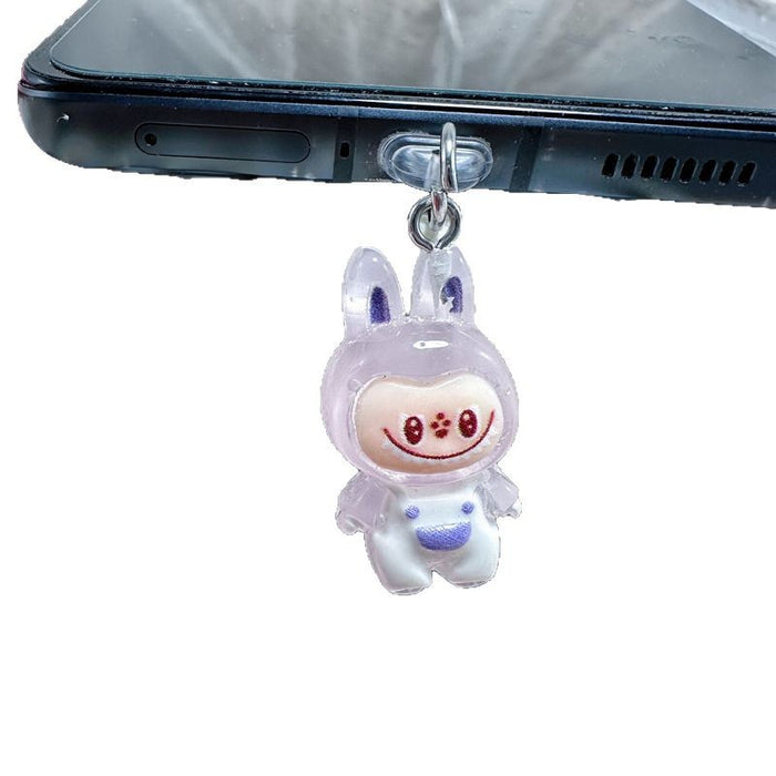 Wholesale Mobile phone dust plug charging port dust cap luminous pull cloth dust plug
