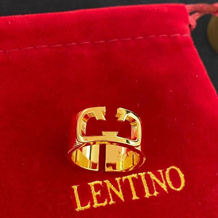 Wholesale Letter adjustable open ring fashionable niche design brass material ring