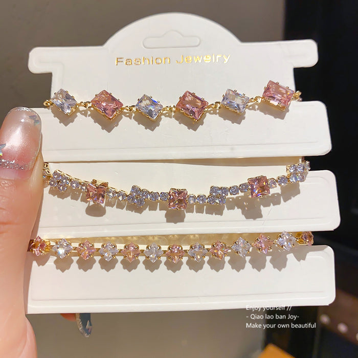 Wholesale Cubic Zirconia Square Oval Bracelet Rhinestone Bangle Jewelry Accessory